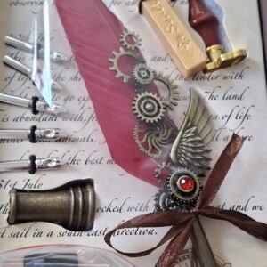Kit completo de pluma roja y sello